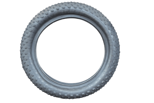 Fat bike tire showing knobby tread pattern on transparent background png