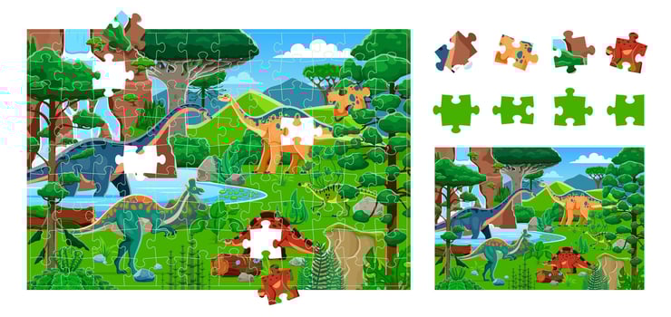 Dinosaur puzzle with missing pieces vector