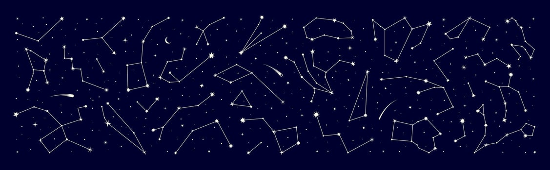 Star constellation border night sky map background vector