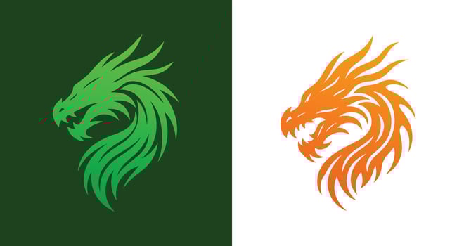 Flame Dragon Head Logo Fierce Mythic Emblem for Gaming and Sports Branding vector