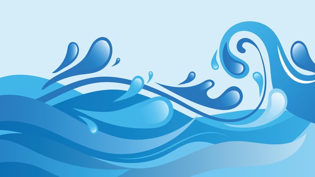 Abstract blue ocean waves background featuring dynamic water splashes and smooth liquid shapes perfect for summer themes, nature designs, marine concepts, and creative projects vector