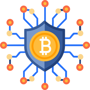 Digital shield with bitcoin isolated on transparent background png