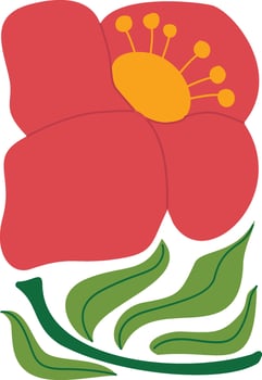 Red Floral Poster Decorative vector