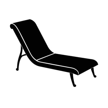 Luxury Chaise Lounge Silhouette with Bold Outline Design Isolated on White Background vector