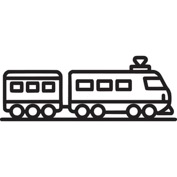 A train is shown in a line drawing vector