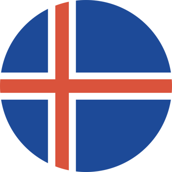 Flag of Iceland. Flag icon. Icelandic national round flag. Standard color. Circle flag badge. png