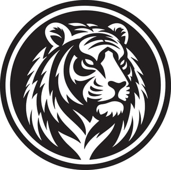 Majestic tiger head emblem design featuring bold lines and vibrant cmyk colors suitable for advertising and branding applications vector