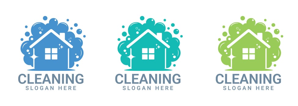 House Cleaning Logo Set Bubbles Sparkle vector
