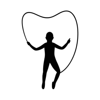 Jump Rope Silhouette in Flat Minimal Style Isolated on White Background vector