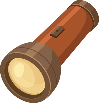 Classic brown flashlight with a retro design, perfect for outdoor adventures or indoor emergencies. png
