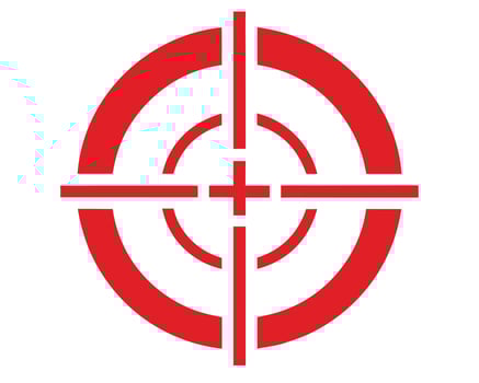 Striking Red Target Sight Intense Focus, Precision Aim, and Bullseye Achievement Graphic - Professional digital artwork with vibrant colors and detailed composition vector