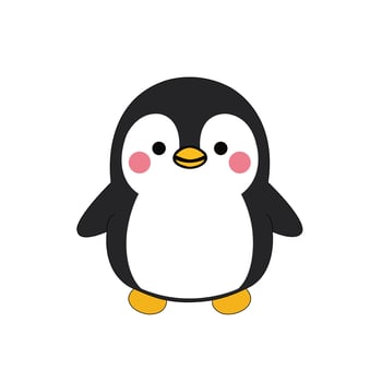 Adorable cartoon penguin with a happy face, standing upright, isolated on white background. Perfect for childrens illustrations, stickers, and greeting cards. vector