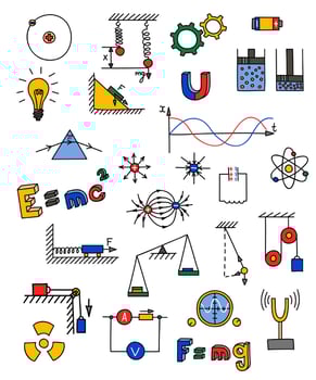 Physics colorful icons vector