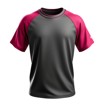 Crew Neck Raglan Sleeve T-Shirt - Black and Pink png