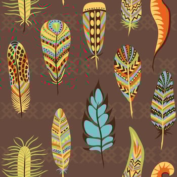 Seamless pattern with feathers vector