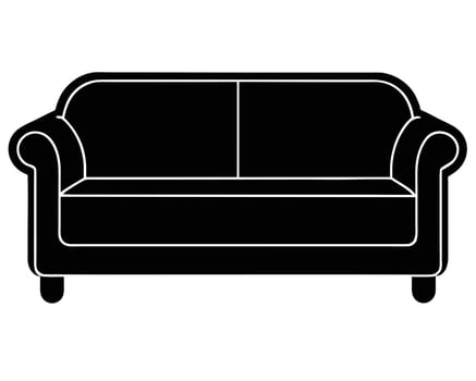 Elegant Black Silhouette Sofa A Simple, Stylish Living Room Furniture Icon for Home Decor - Professional digital artwork with vibrant colors and detailed composition vector
