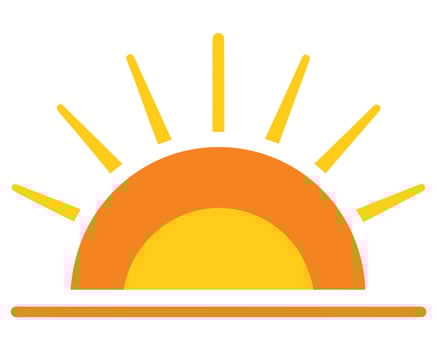 Cheerful Sunrise Illustration A Simple, Bright Yellow and Orange Sun Rising Over the Horizon, Perfect for Summer Designs vector