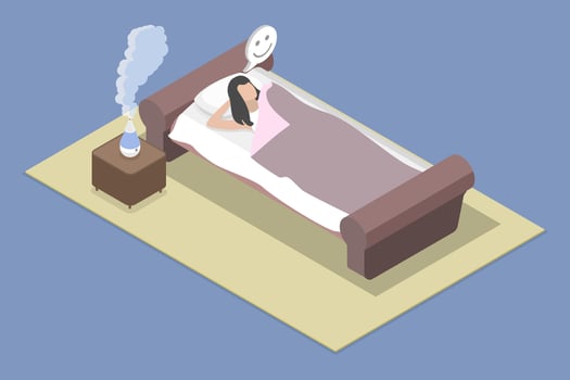 Woman sleeping in a cozy bedroom vector