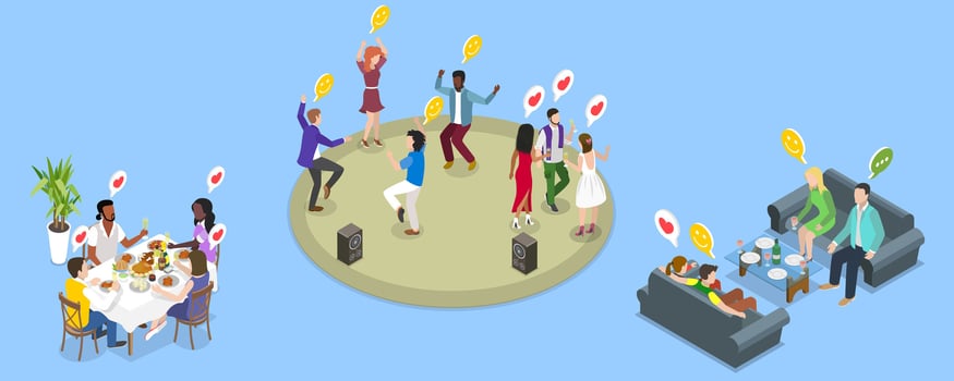 People gathering for a celebration and fun vector