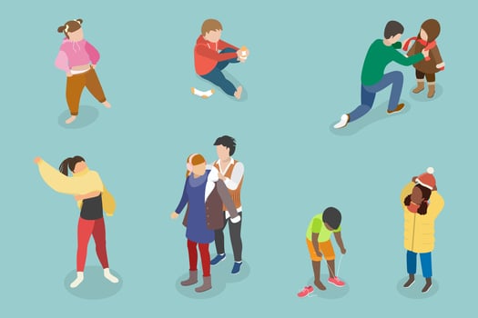 Kids playing together in various activities vector