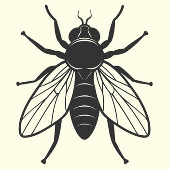 Black silhouette of a fly isolated on white background vector