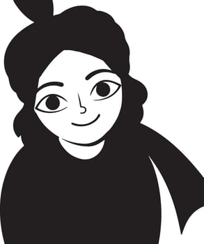 Scarf Silhouette Black and White Minimalist Illustration of Person for Winter Fashion and Icon Design vector