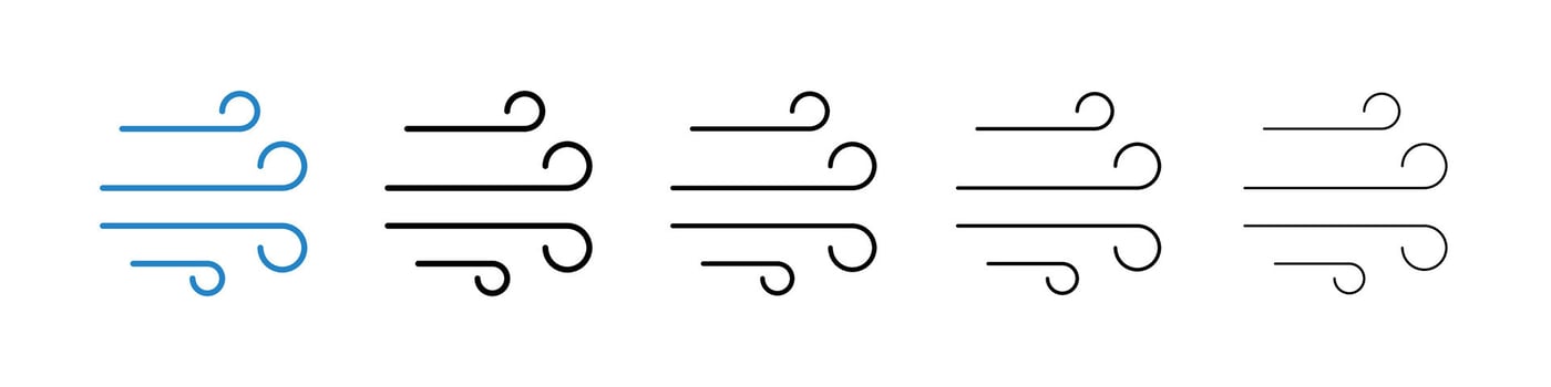 Wind icons in five different stroke sizes vector