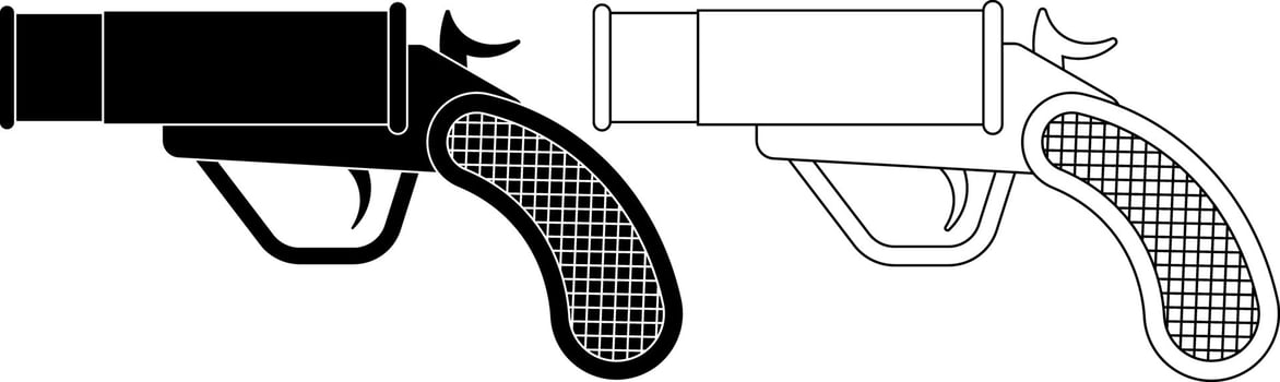 side view Flare gun icon set vector