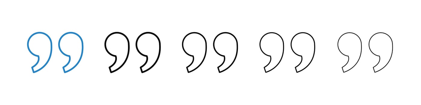 Quote right icons in five different stroke sizes vector