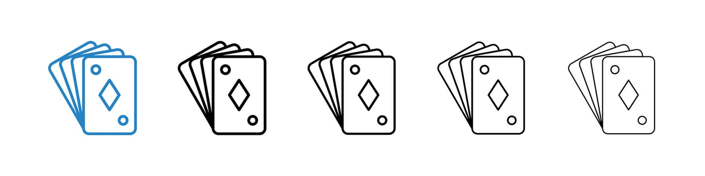Playing cards icons in five different stroke sizes vector