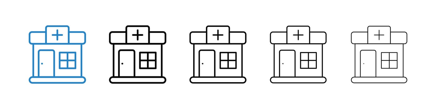 Pharmacy icons in five different stroke sizes vector