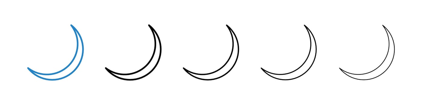 Moon icons pack in five different stroke sizes vector