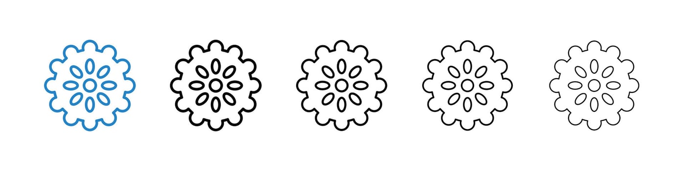 Massage ball icons in five different stroke sizes vector