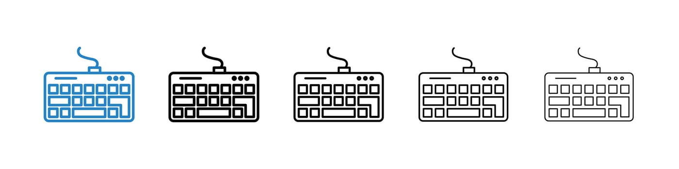 Keyboard icons in five different stroke sizes vector