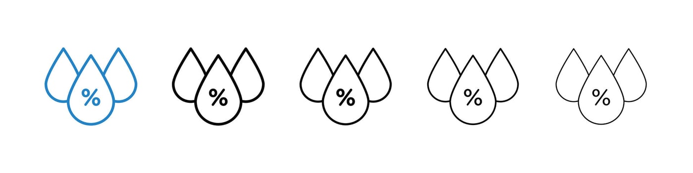 Humidity icons in five different stroke sizes vector