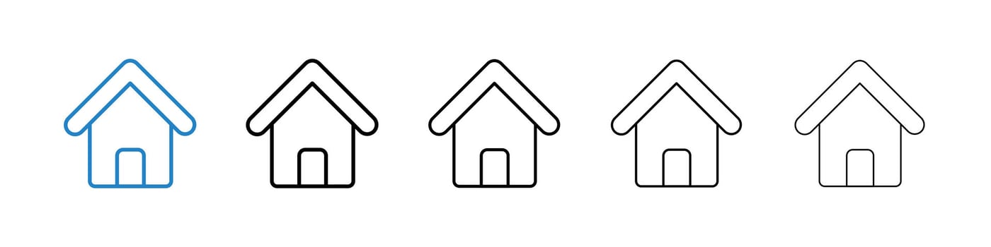 Home icons in five different stroke sizes vector