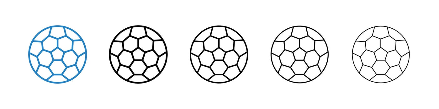 Football icons in five different stroke sizes vector