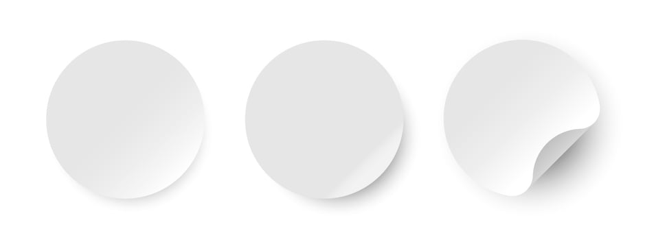 Round sticker mockup set ,blank labels with peel corner vector