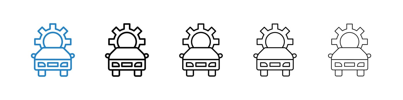 Car mechanic icons in five different stroke sizes vector