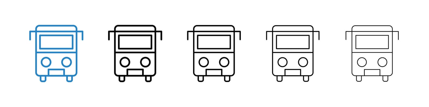 Bus icons in five different stroke sizes vector