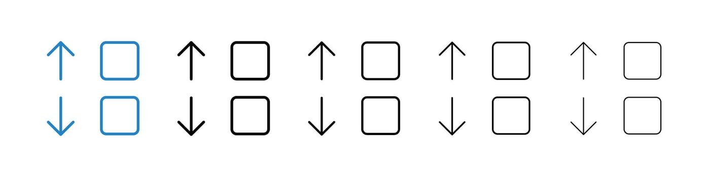 Apps sort icons in five different stroke sizes vector
