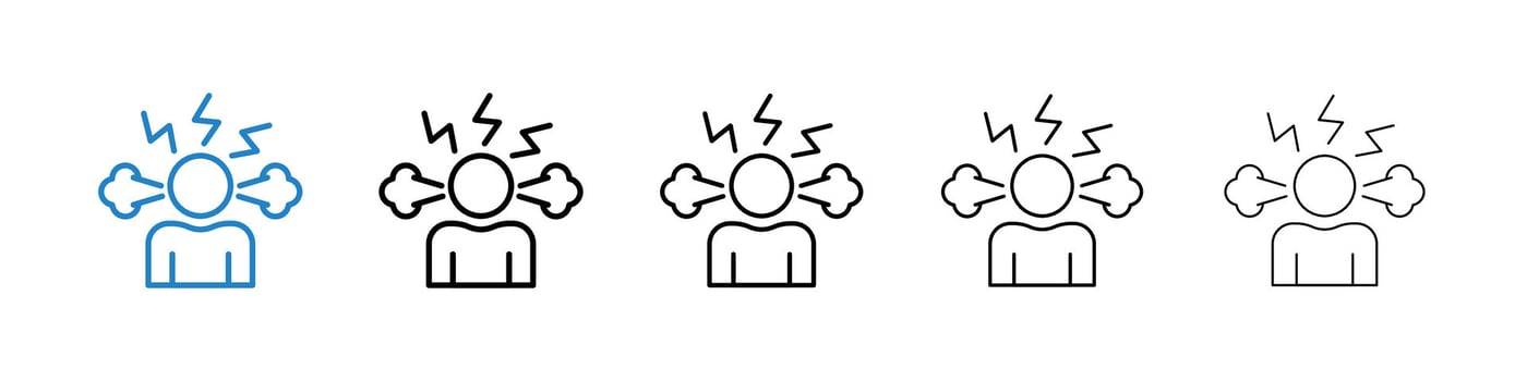 Anxiety or stress icons in five different stroke sizes vector