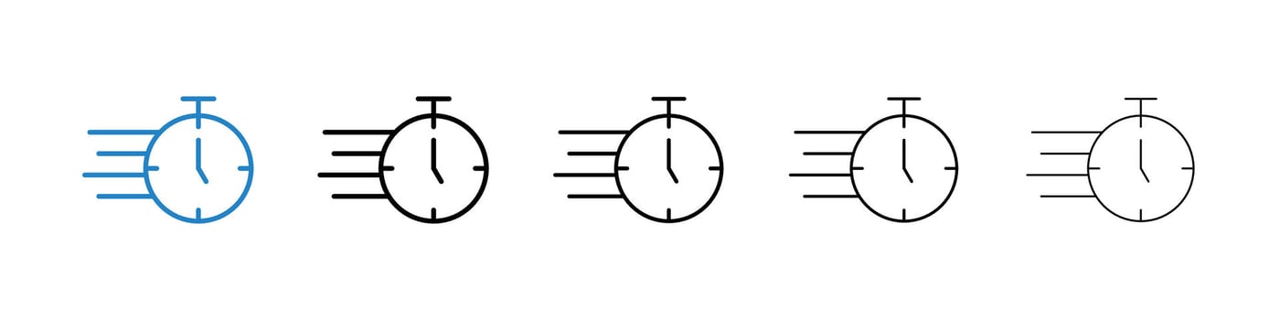 Time fast icons in five different stroke sizes vector