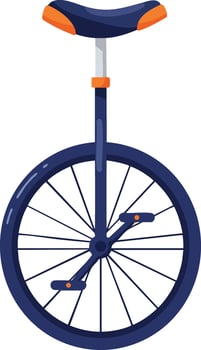 Unicycle with navy blue and orange seat and pedals illustration for leisure and sport activities vector