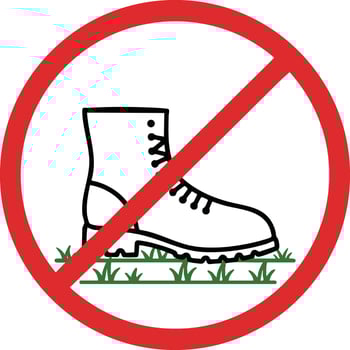 No Walking on Grass Sign with Red Circle and Diagonal Line Illustration for Outdoor Rules and Regulations vector