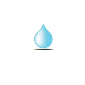 Blue Water Drop Icon Glossy Liquid Symbol on White Background for Nature Purity and Hydration Designs vector