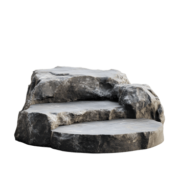 Realistic stone steps pedestal platform display stage isolated on transparent background png