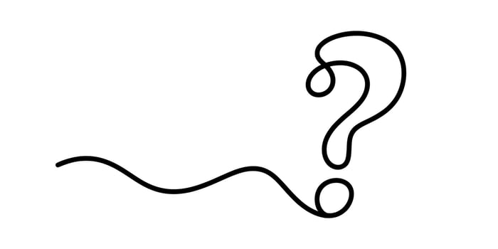 Black line drawing of a question mark with a wavy line on white background vector