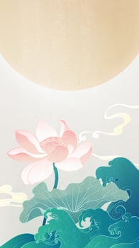Lotus flower illustration with serene background vector