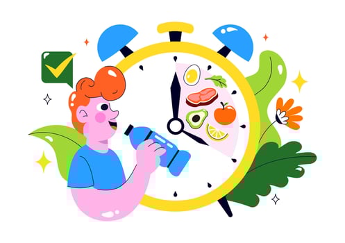 Person managing meal prep with clock vector
